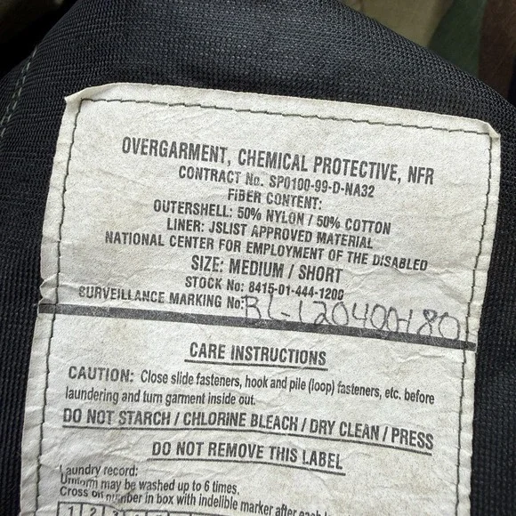 Vintage Military Jacket Adult Medium Short Woodland Camo Chemical Protective NFR - Picture 9 of 16